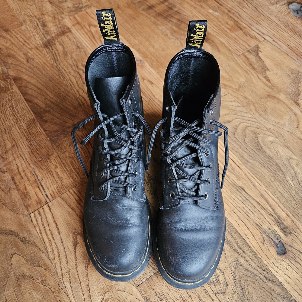 Dr. Martens Black Boots with Yellow Stitching - Picture 2 of 9